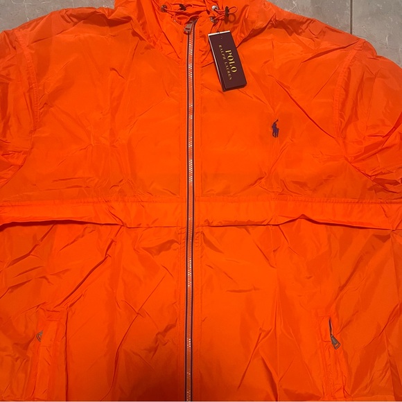 Polo Ralph Lauren Mens Orange Lightweight Hooded Windbreaker Jacket- 3XLT- NWT - Picture 7 of 12